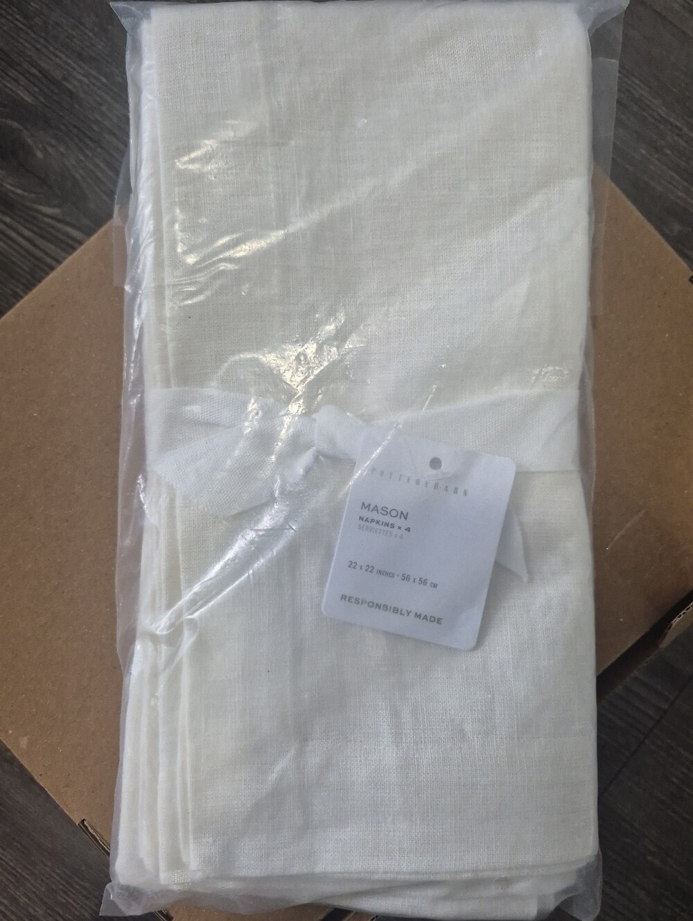 Pottery Barn Mason Cream Linen Napkin Set